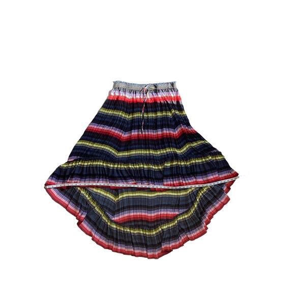 Free People Crinkle Pleat Striped High Low Multi Colored Maxi Skirt Size L - Picture 8 of 10